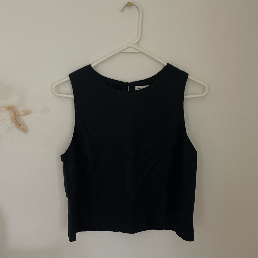 Black linen Sleeveless Top